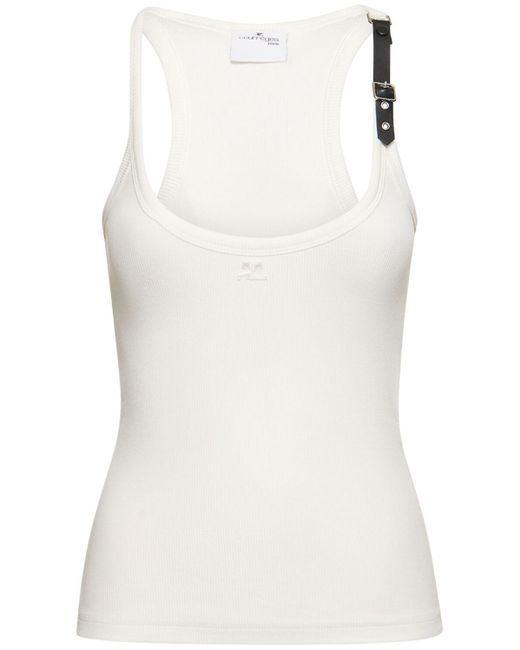 Courreges White Holistic Buckle 90'S Rib Tank Top