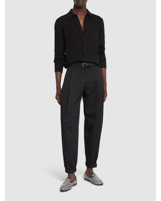 Dolce & Gabbana Langärmeliges Baumwollstrickhemd in Black für Herren