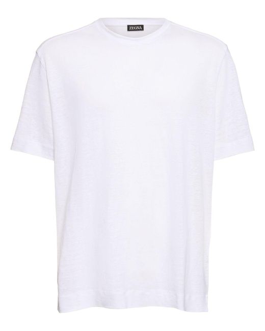 T-shirt en jersey de lin pur Zegna pour homme en coloris White