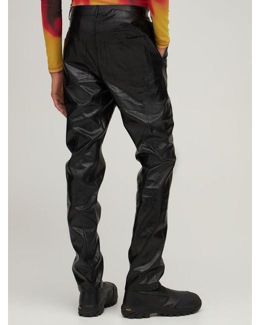 Jaded London Paneled Cracked Faux Leather Jeans in Black for Men