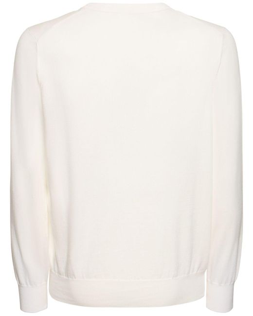 Brunello Cucinelli White Cotton Crewneck Sweater for men