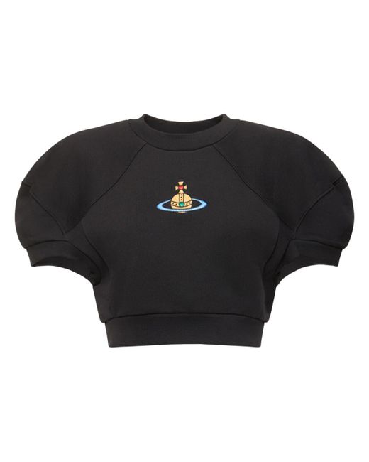 Vivienne Westwood Black Cropped Cotton Jersey S/s Sweatshirt