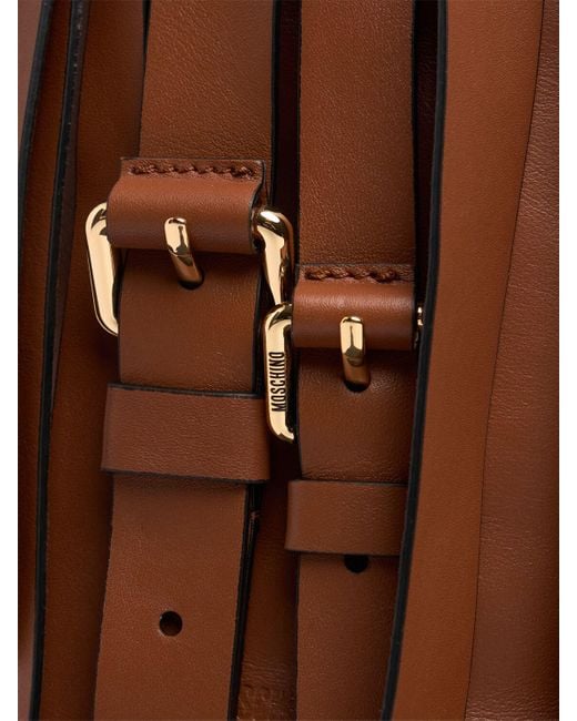 Moschino Multibelts レザートートバッグ Brown