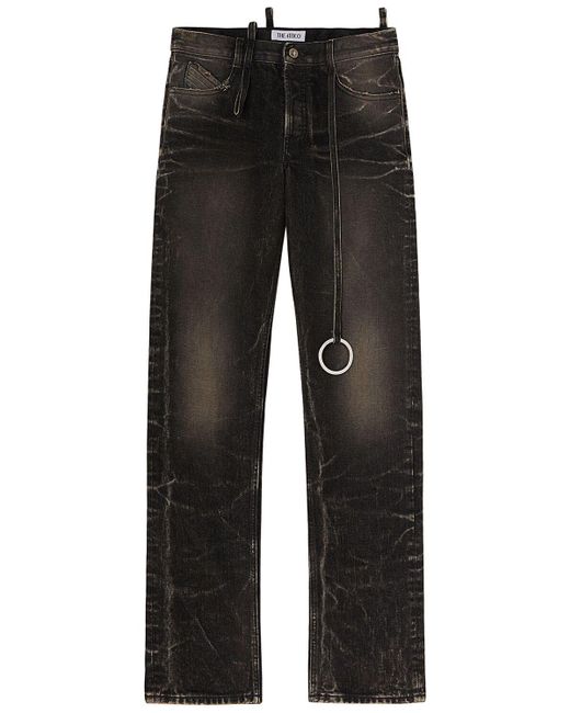 Jeans rectos de denim con anillo The Attico de color Black