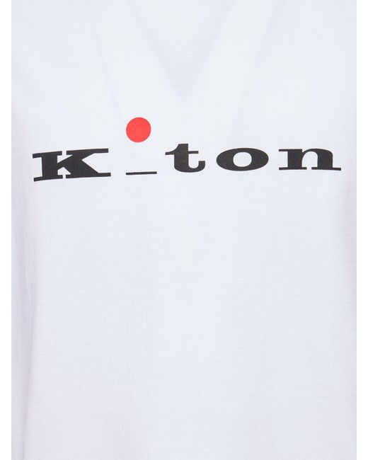 Kiton White Logo Cotton T-shirt for men