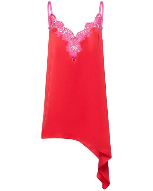 DSquared² Red Satin & Lace Mini Dress