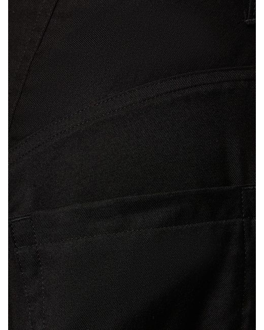 Yohji Yamamoto Black Wide Structured Twill Midi Skirt