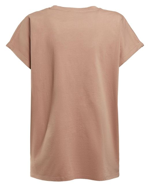 Camiseta de jersey de algodón con logo floqueado Balmain de color Natural