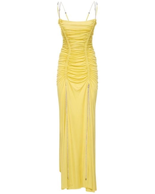 Zuhair Murad Yellow Draped Jersey Long Dress