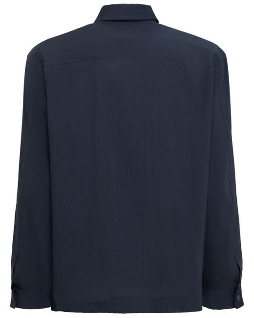 Boss Blue Linen Blend Overshirt for men