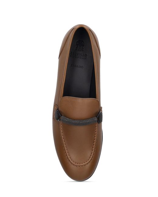 Brunello Cucinelli Brown Mm Leather Loafers