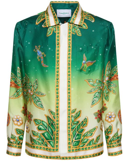 Casablancabrand Green Joyaux D'afrique Print Silk Shirt for men