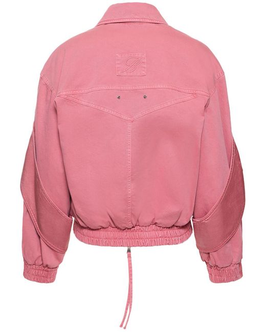 Blumarine Pink Cotton Denim Cargo Bomber Jacket