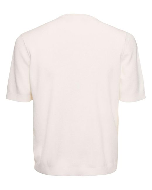 T-shirt en coton et soie intarsia à logo Gucci pour homme en coloris White