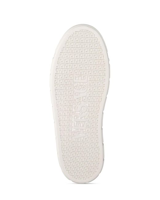 Sneakers en simili-cuir à logo Versace pour homme en coloris White