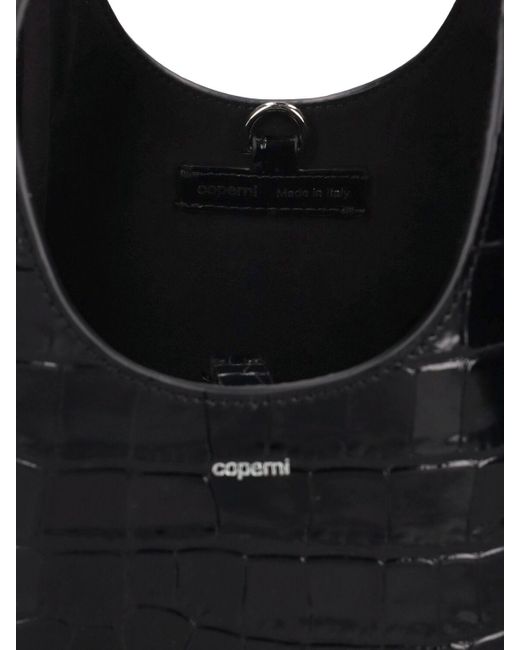 Coperni Black Mini Swipe Bucket Embossed Leather Bag