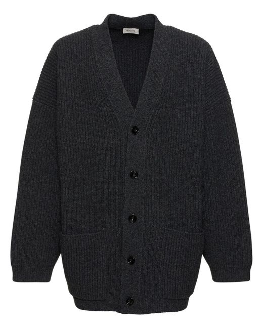 Cardigan en maille de laine feutrée Lemaire pour homme en coloris Blue