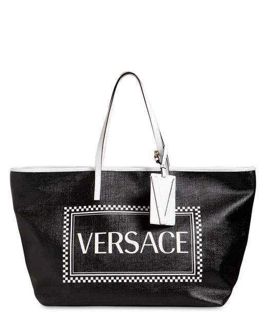 Versace Black 90s Vintage Logo Tote Bag