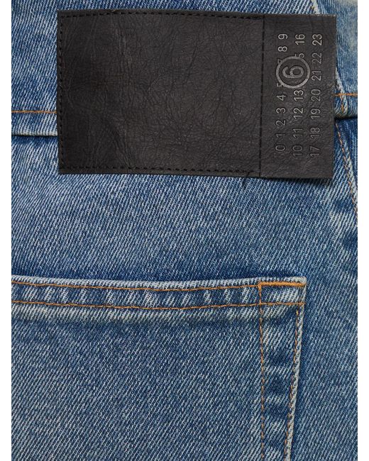 Jeans vita alta rihanna in denim di cotone di MM6 by Maison Martin Margiela in Blue