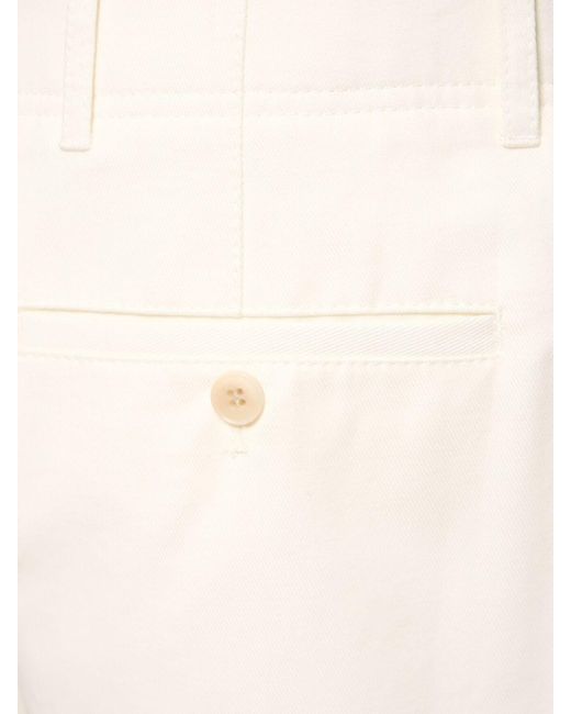 Totême  White Relaxed Pleated Twill Cotton Shorts