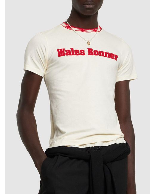 T-shirt original con logo di Wales Bonner in White da Uomo