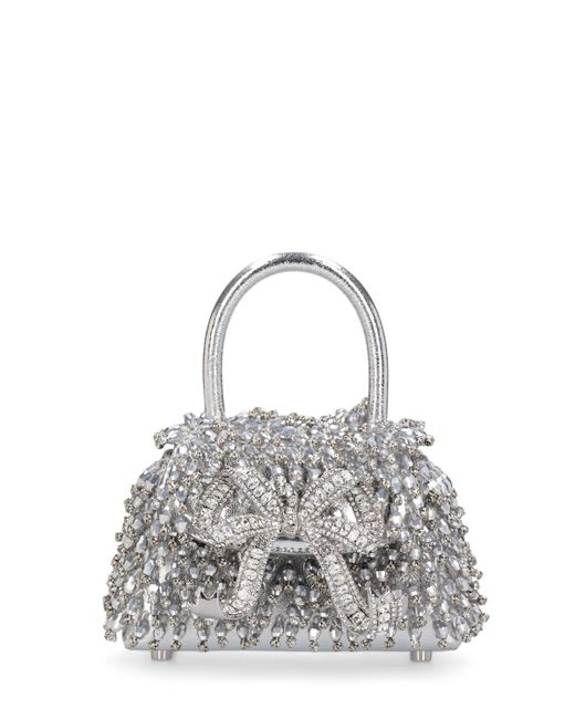 Self-Portrait White Micro Embellished Bow Top Handle Bag
