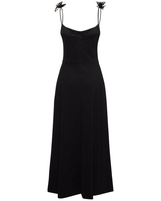 Magda Butrym Black Jersey Midi Dress W/Roses