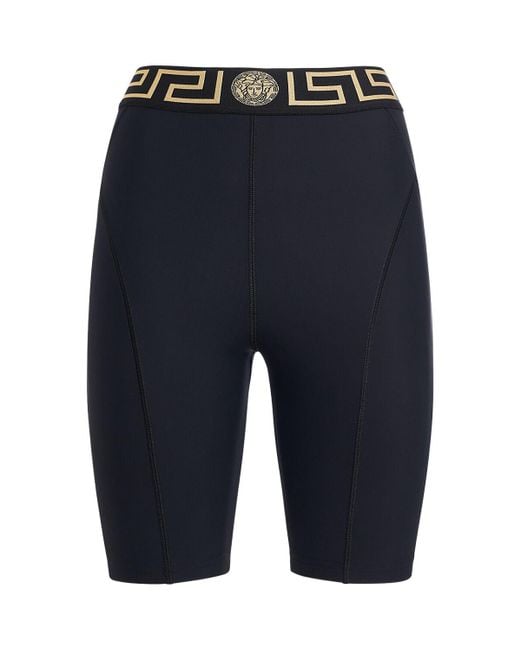 Versace Blue Greca Lycra Bike Shorts