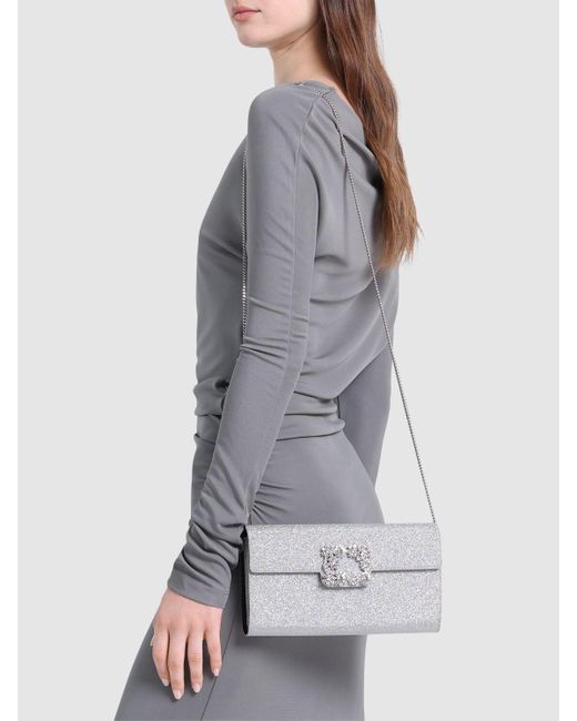 Roger Vivier Gray Umschlagsclutch Aus Satin Mit Schnalle
