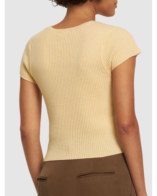 Reformation Natural Teo Short Sleeve Cashmere Sweater