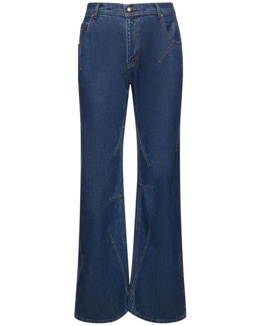 ANDERSSON BELL Blue Tripot Coated Cotton Flared Jeans for men