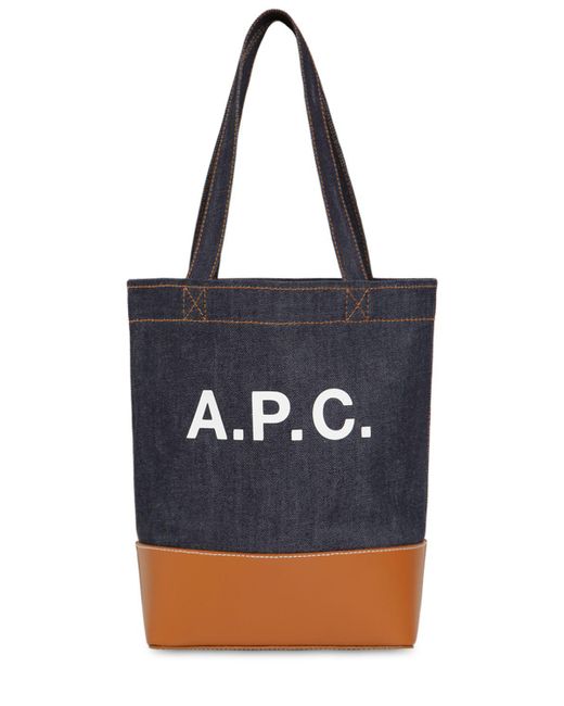A.P.C. Blue Axel Small Denim Tote Bag for men
