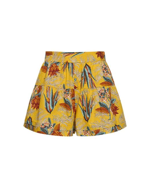 Ulla Johnson Yellow Elsie Printed Cotton Shorts