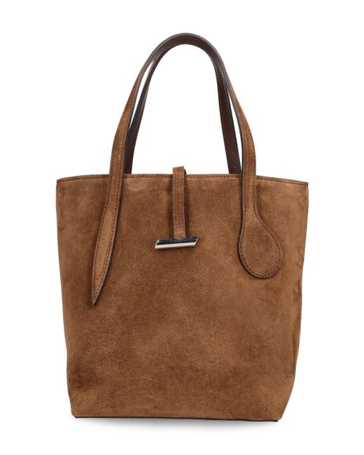 Little Liffner Brown Mini Sprout Suede Tote Bag