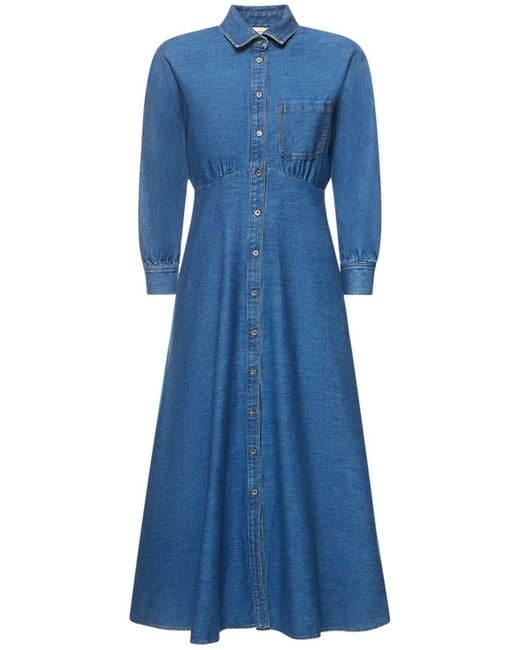 Vestido camisero de denim de algodón Weekend by Maxmara de color Blue