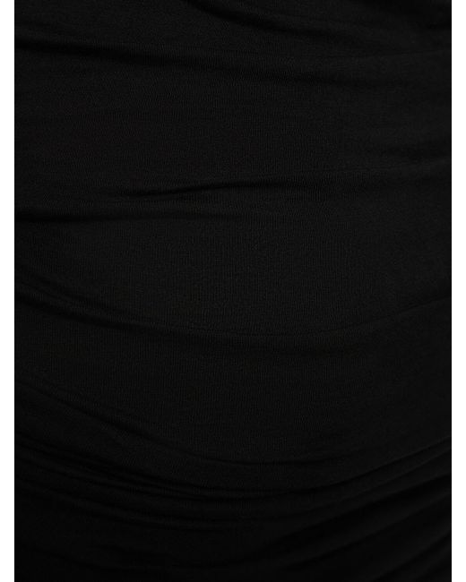 Jupe longue en jersey drapé avec traîne Rick Owens en coloris Black