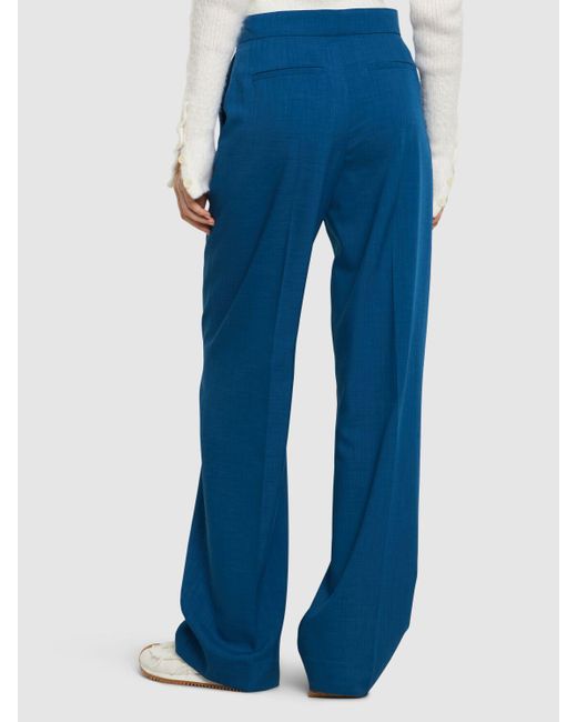 Tory Burch Blue Tailored Draped Wide Pants