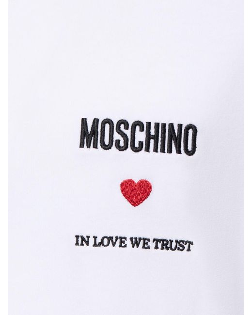 Moschino White In Love We Trust Cotton Jersey T-Shirt for men