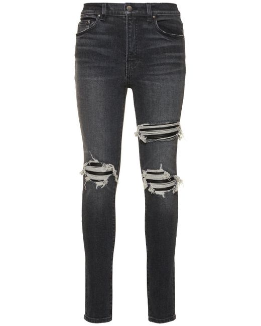 Amiri Faded Distressed High Waist Skinny Jeans in Gray Lyst