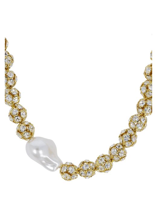 Magda Butrym Metallic Faux Pearl & Crystal Collar Necklace
