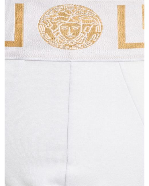 Slip de jersey de algodón stretch con logo Versace de hombre de color White