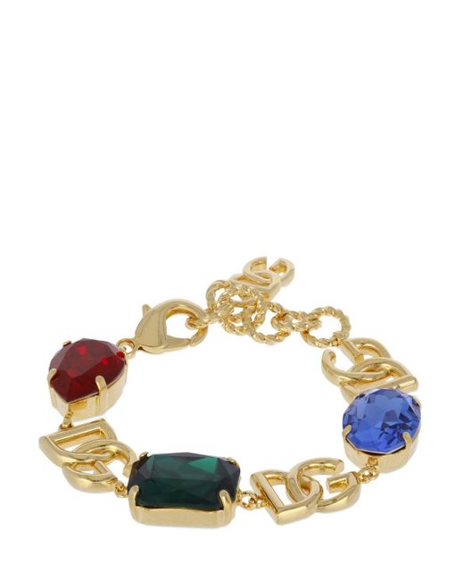 Dolce & Gabbana Multicolor Logo-charm Crystal-embellished Bracelet