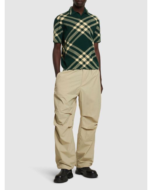 Burberry Green Merino Knitted Polo Shirt for men