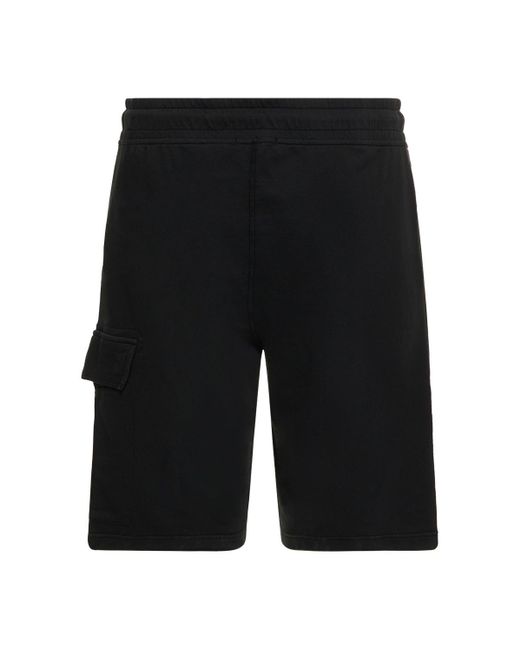 C P Company Black Light Cotton Cargo Shorts for men