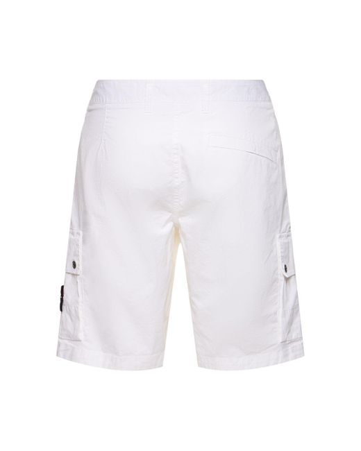 Stone Island White Cargo Shorts for men