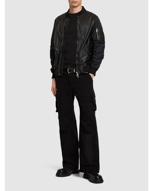 Veste bomber en cuir craquelé et nylon Giorgio Brato pour homme en coloris Black