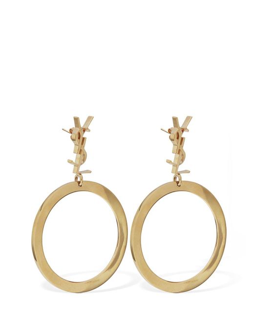 Saint Laurent Metallic Brass Hoop Earrings