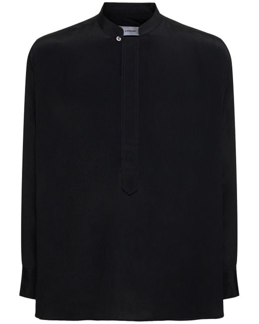 メンズ Lardini ビスコース&シルクシャツ Black