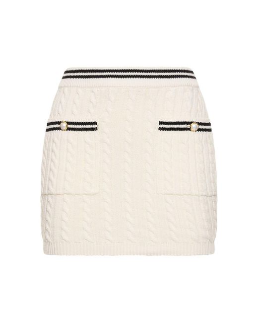 Minifalda de punto de algodón Alessandra Rich de color Natural