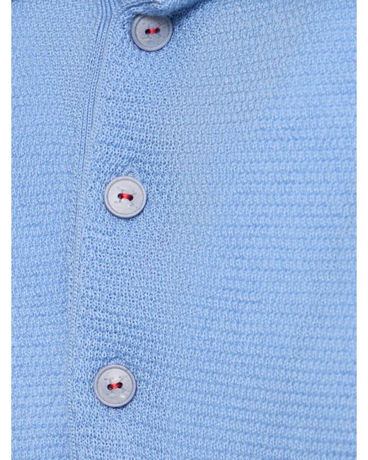 Kiton Blue Cotton Jersey Polo for men